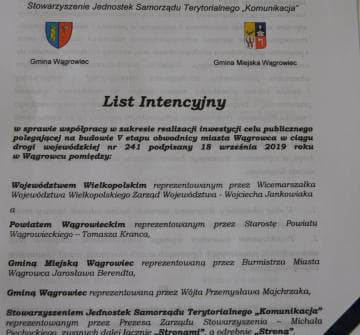 Zdjęcie galerii Podpisanie listu intencyjnego w sprawie budowy V odcinka obwodnicy Wągrowca